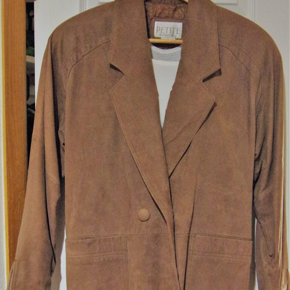 Genuine leather double breasted duster
